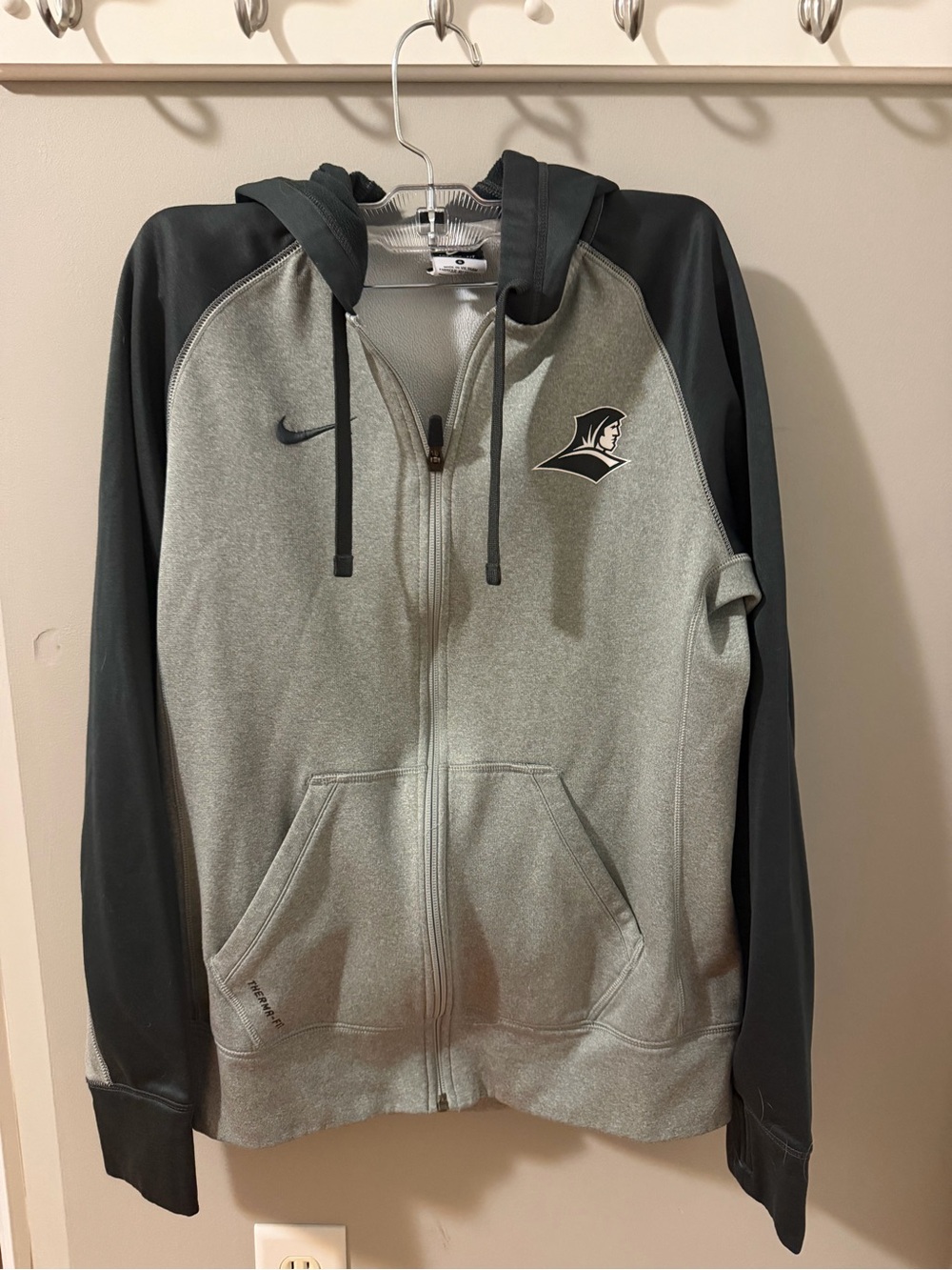 Nike Grey and Black Full-Zip Hoodie with providence Logo worn once size small